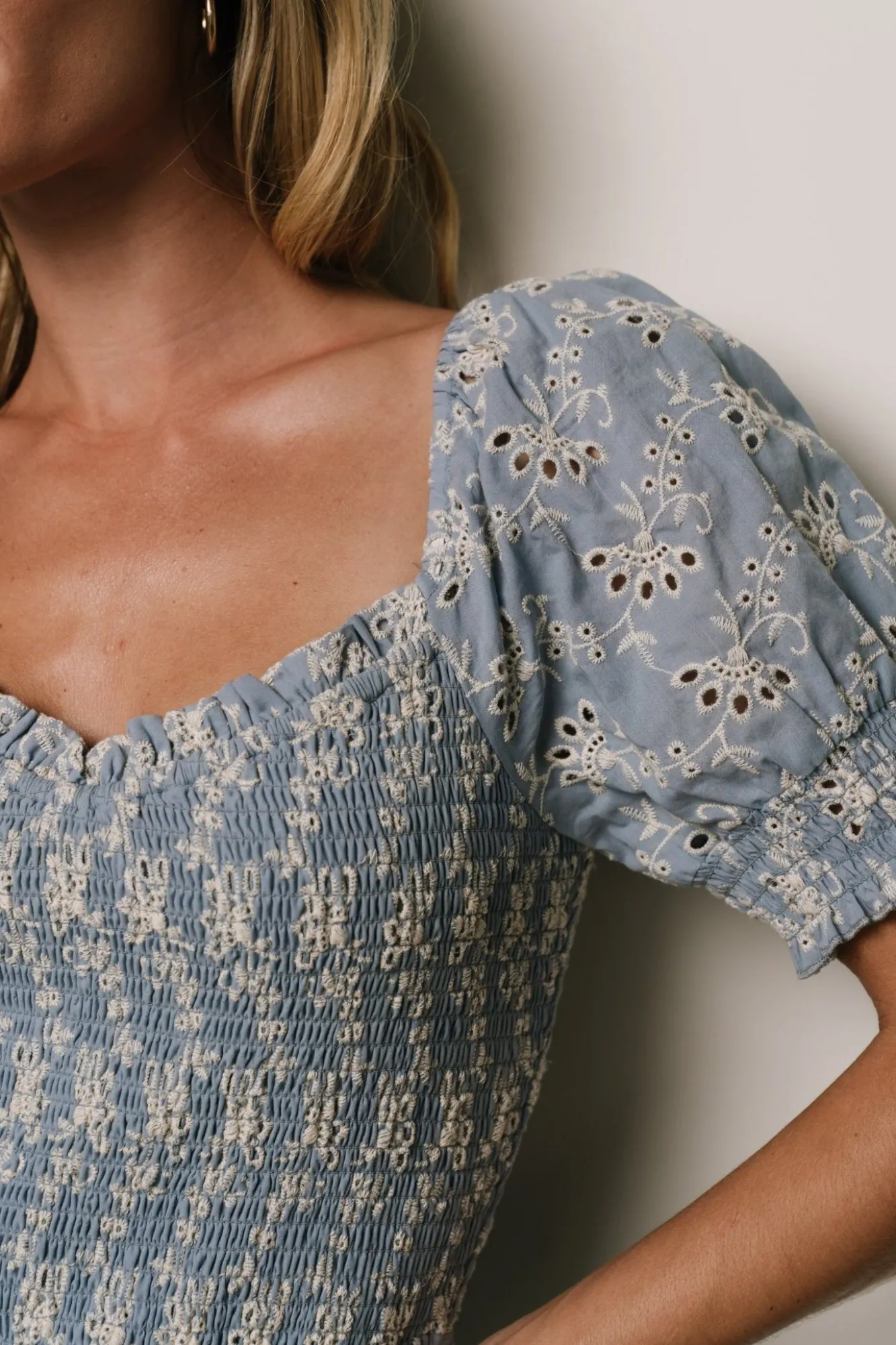 Baltic Born Piper Eyelet Midi Dress | Blue + Ivory