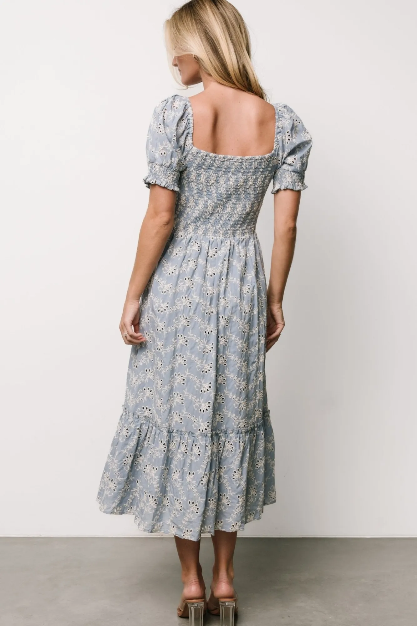 Baltic Born Piper Eyelet Midi Dress | Blue + Ivory