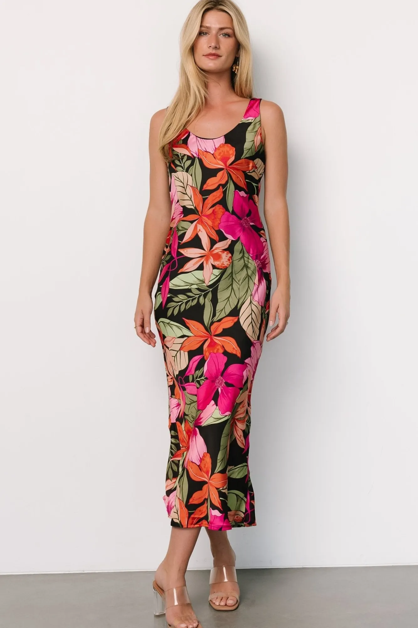 Baltic Born Positano Tank Midi Dress | Black Multi