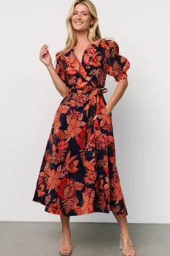 Baltic Born Potenza Wrap Dress | Navy + Rust