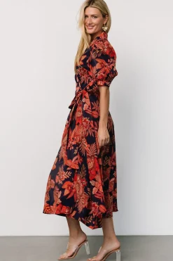 Baltic Born Potenza Wrap Dress | Navy + Rust