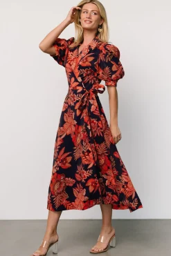 Baltic Born Potenza Wrap Dress | Navy + Rust