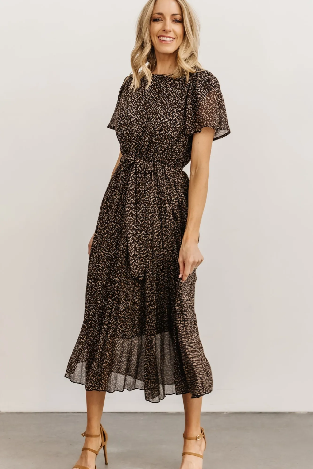 Baltic Born Prim Pleated Dress | Black Print