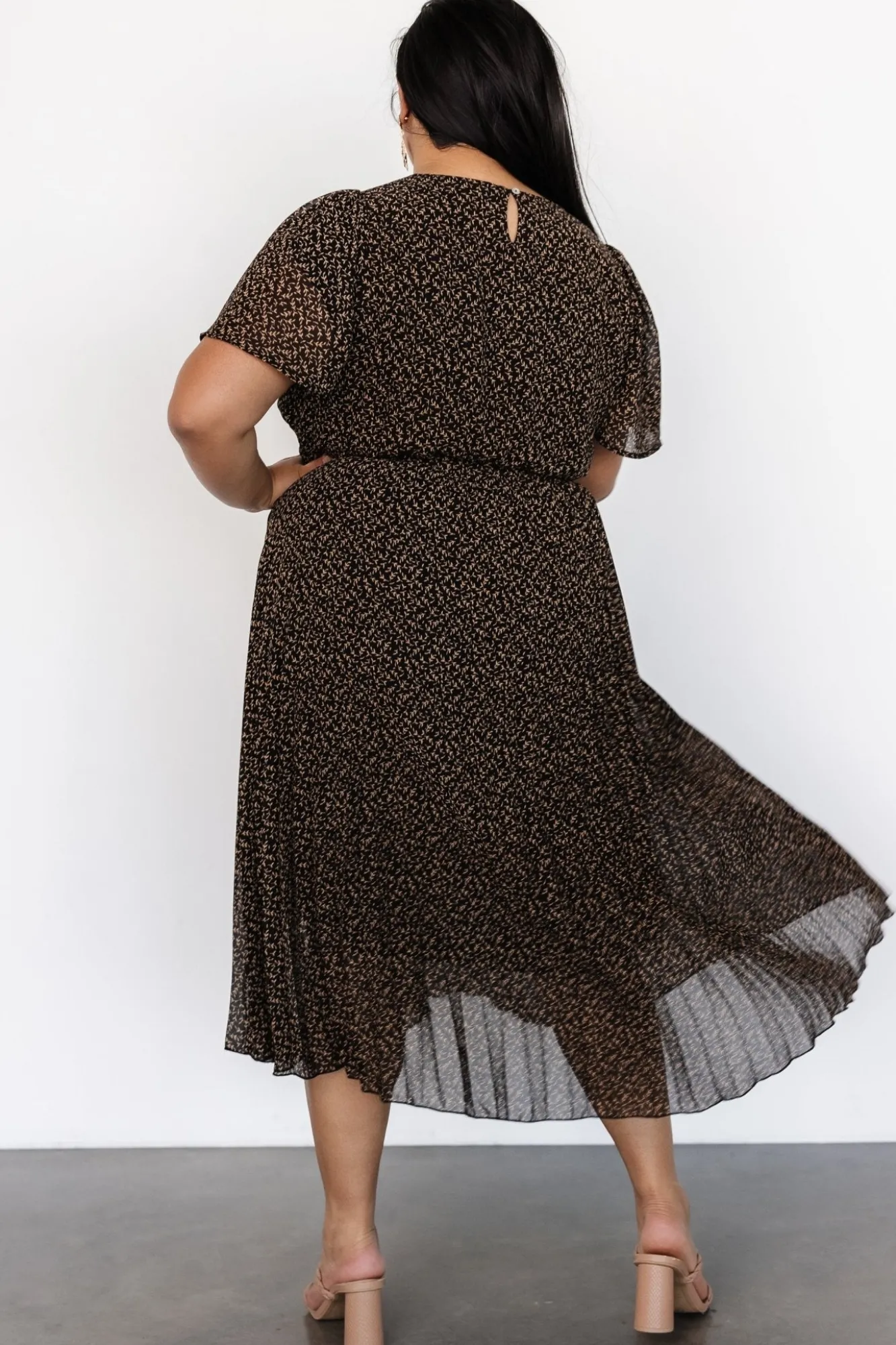 Baltic Born Prim Pleated Dress | Black Print
