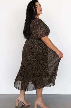 Baltic Born Prim Pleated Dress | Black Print