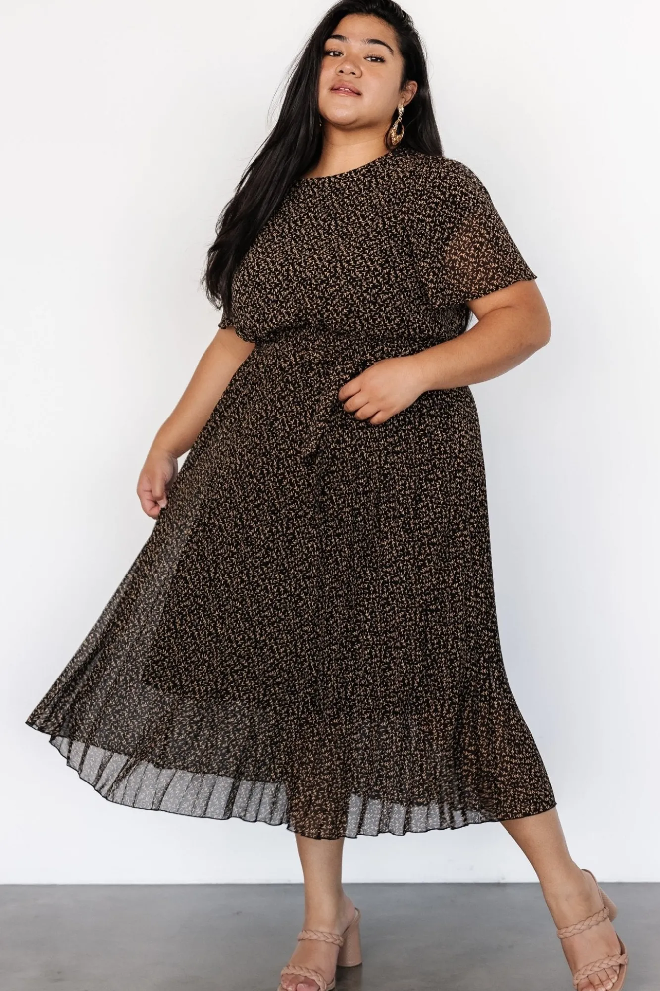 Baltic Born Prim Pleated Dress | Black Print