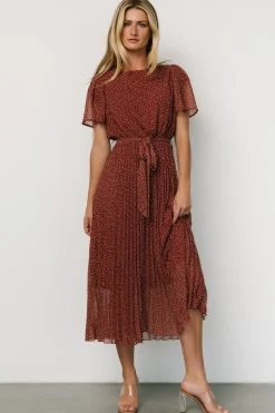 Baltic Born Prim Pleated Dress | Dark Rust