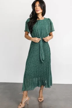 Baltic Born Prim Pleated Dress | Green Print
