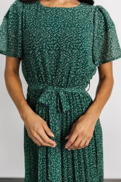 Baltic Born Prim Pleated Dress | Green Print