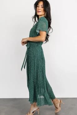 Baltic Born Prim Pleated Dress | Green Print
