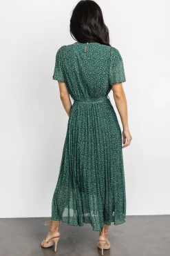 Baltic Born Prim Pleated Dress | Green Print