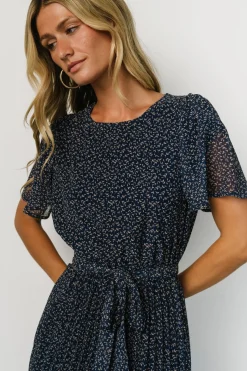 Baltic Born Prim Pleated Dress | Navy Print