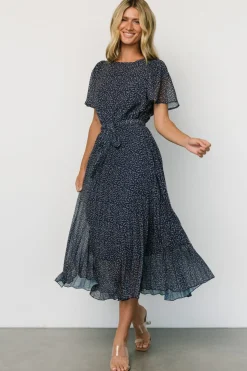 Baltic Born Prim Pleated Dress | Navy Print