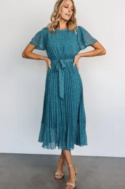Baltic Born Prim Pleated Dress | Persian Blue Print