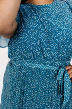 Baltic Born Prim Pleated Dress | Persian Blue Print