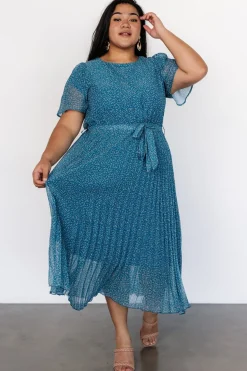 Baltic Born Prim Pleated Dress | Persian Blue Print
