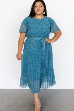 Baltic Born Prim Pleated Dress | Persian Blue Print