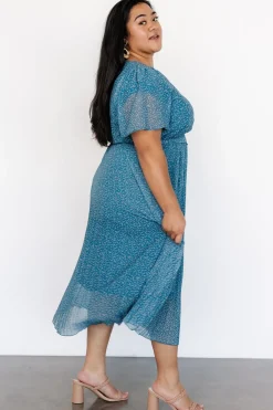 Baltic Born Prim Pleated Dress | Persian Blue Print