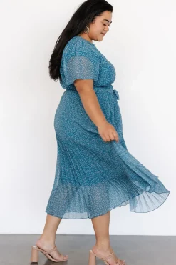 Baltic Born Prim Pleated Dress | Persian Blue Print