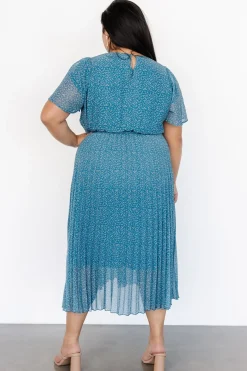 Baltic Born Prim Pleated Dress | Persian Blue Print