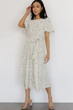 Baltic Born Prim Pleated Dress | Vintage Olive Print
