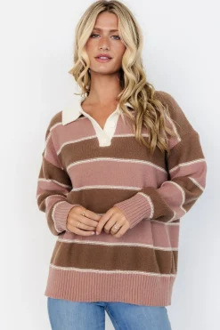 Baltic Born Priya Striped Sweater | Mauve + Mocha