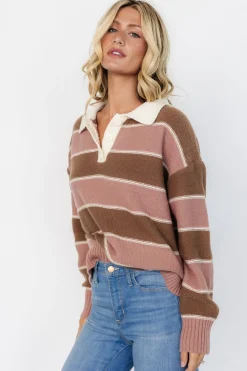 Baltic Born Priya Striped Sweater | Mauve + Mocha