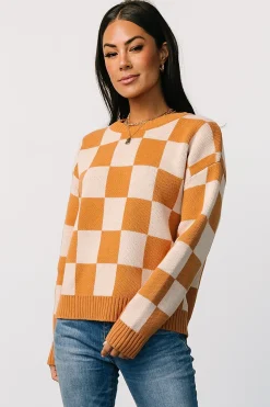 Baltic Born Quincy Checkered Sweater | Pumpkin Spice