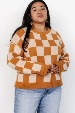 Baltic Born Quincy Checkered Sweater | Pumpkin Spice