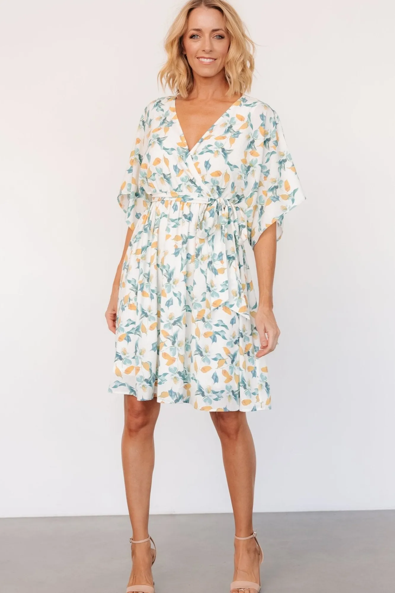 Baltic Born Raina Kimono Short Dress | Off White Multi Floral
