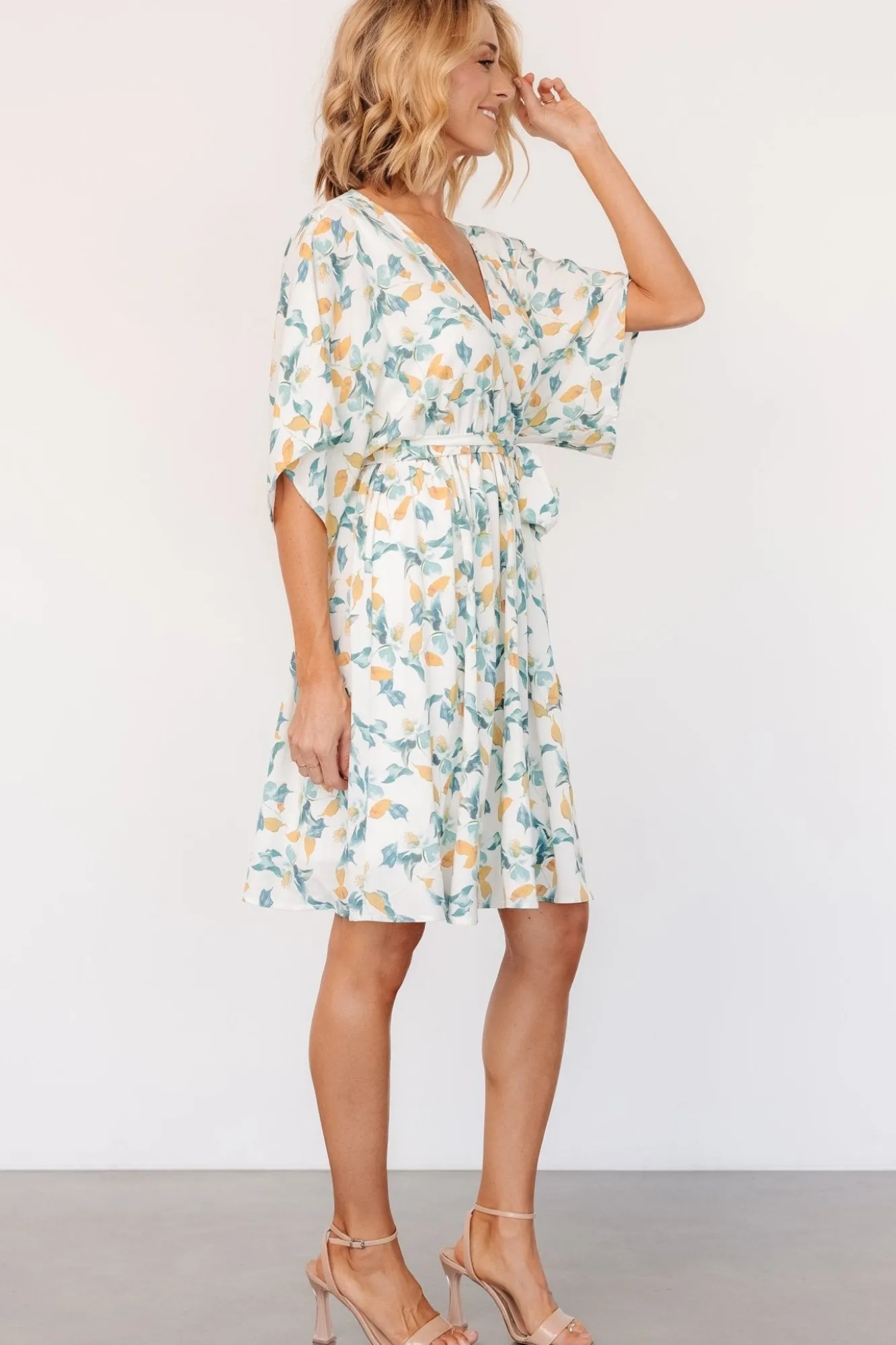 Baltic Born Raina Kimono Short Dress | Off White Multi Floral
