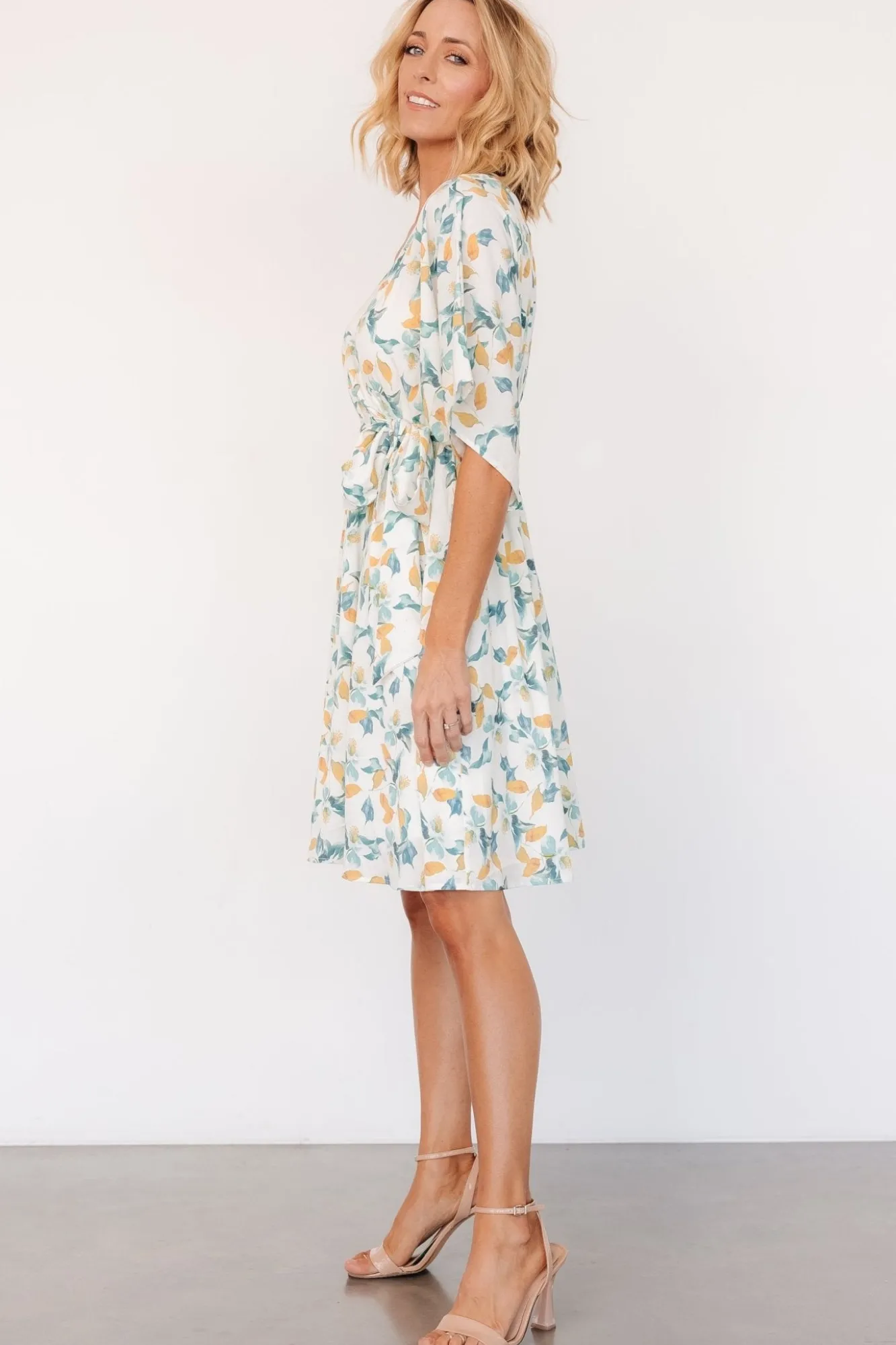 Baltic Born Raina Kimono Short Dress | Off White Multi Floral