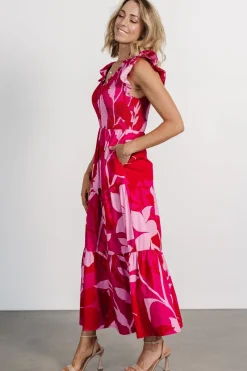 Baltic Born Ranchero Smocked Maxi Dress | Red + Pink