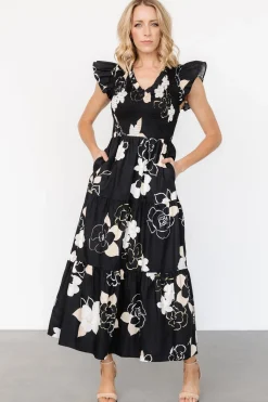 Baltic Born Ranchero Smocked Maxi Dress | Black Print