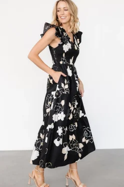 Baltic Born Ranchero Smocked Maxi Dress | Black Print