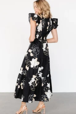 Baltic Born Ranchero Smocked Maxi Dress | Black Print