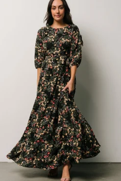 Baltic Born Rebecca Maxi Dress | Black Pomegranate Print