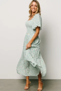 Baltic Born Regina Smocked Maxi Dress | Green Floral