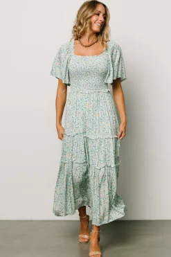 Baltic Born Regina Smocked Maxi Dress | Green Floral