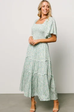 Baltic Born Regina Smocked Maxi Dress | Green Floral