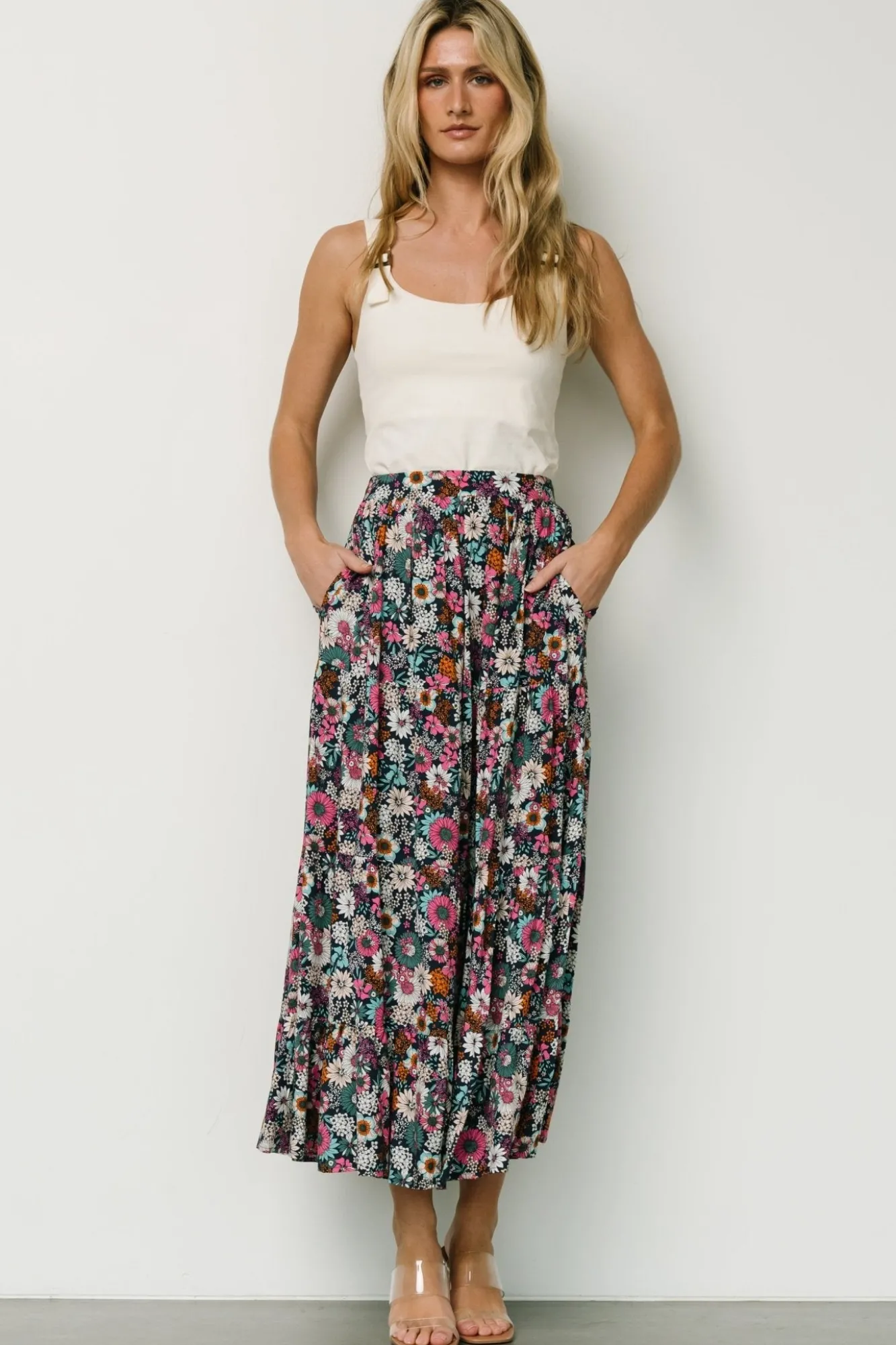 Baltic Born Reilly Maxi Skirt | Navy Flower Print