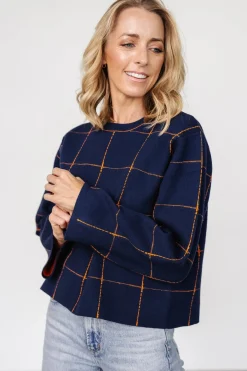 Baltic Born Remington Sweater | Navy + Orange
