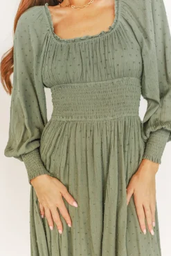 Baltic Born Renata Dot Maxi Dress | Dusty Olive