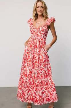 Baltic Born Renee Maxi Dress | White + Red