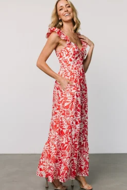 Baltic Born Renee Maxi Dress | White + Red