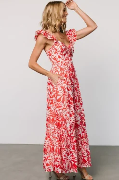 Baltic Born Renee Maxi Dress | White + Red