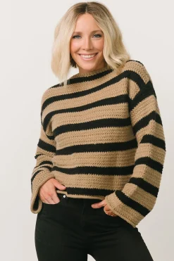 Baltic Born Robbie Striped Knit Sweater | Black + Camel