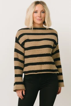 Baltic Born Robbie Striped Knit Sweater | Black + Camel
