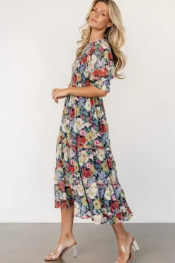 Baltic Born Rosalina Smocked Dress | Black Multi Floral