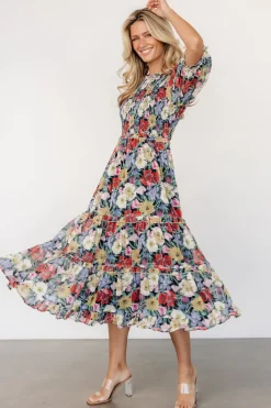 Baltic Born Rosalina Smocked Dress | Black Multi Floral